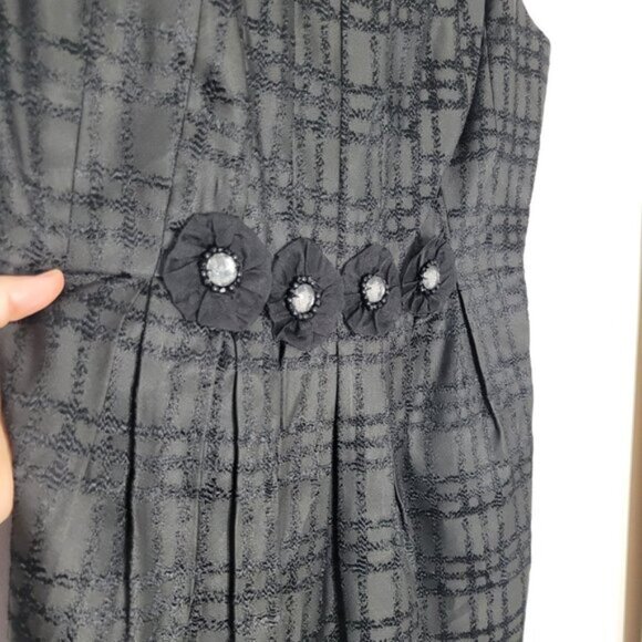 Max Cleo Women's Black Sleeveless Pleated Knee-Length Fit Flare Dress Size 8 - Picture 6 of 11